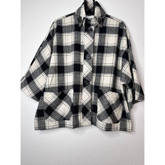 Coldwater Creek Plaid Black/ Ivory Checker Wool Blend Women's Jacket Size Pxs - Picture 1 of 15
